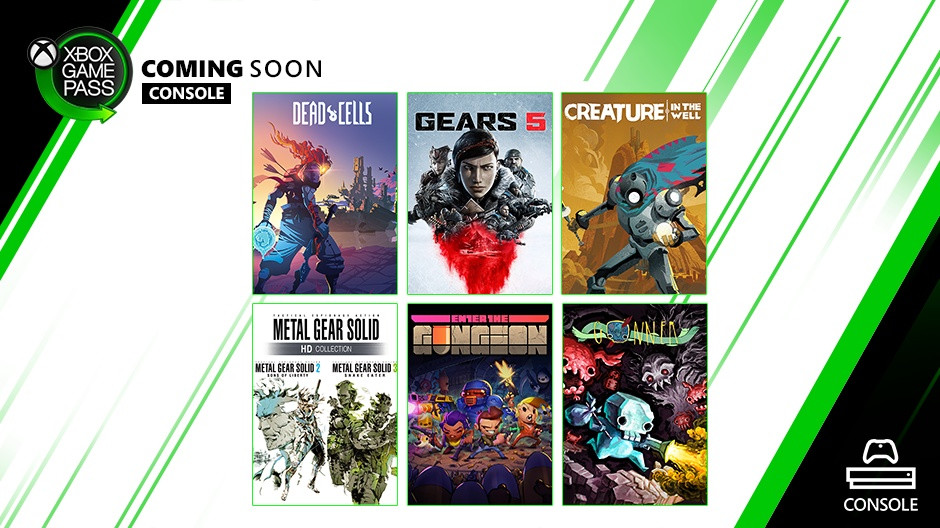 Xbox Game Pass Ultimate titles. Gears 5, Dead Cells, Metal Gear Solid HD Collection