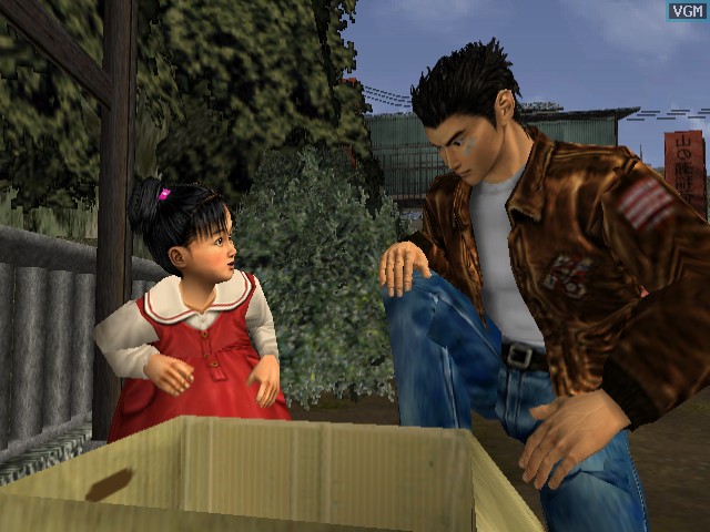 Shenmue Ryo talking to a little girl